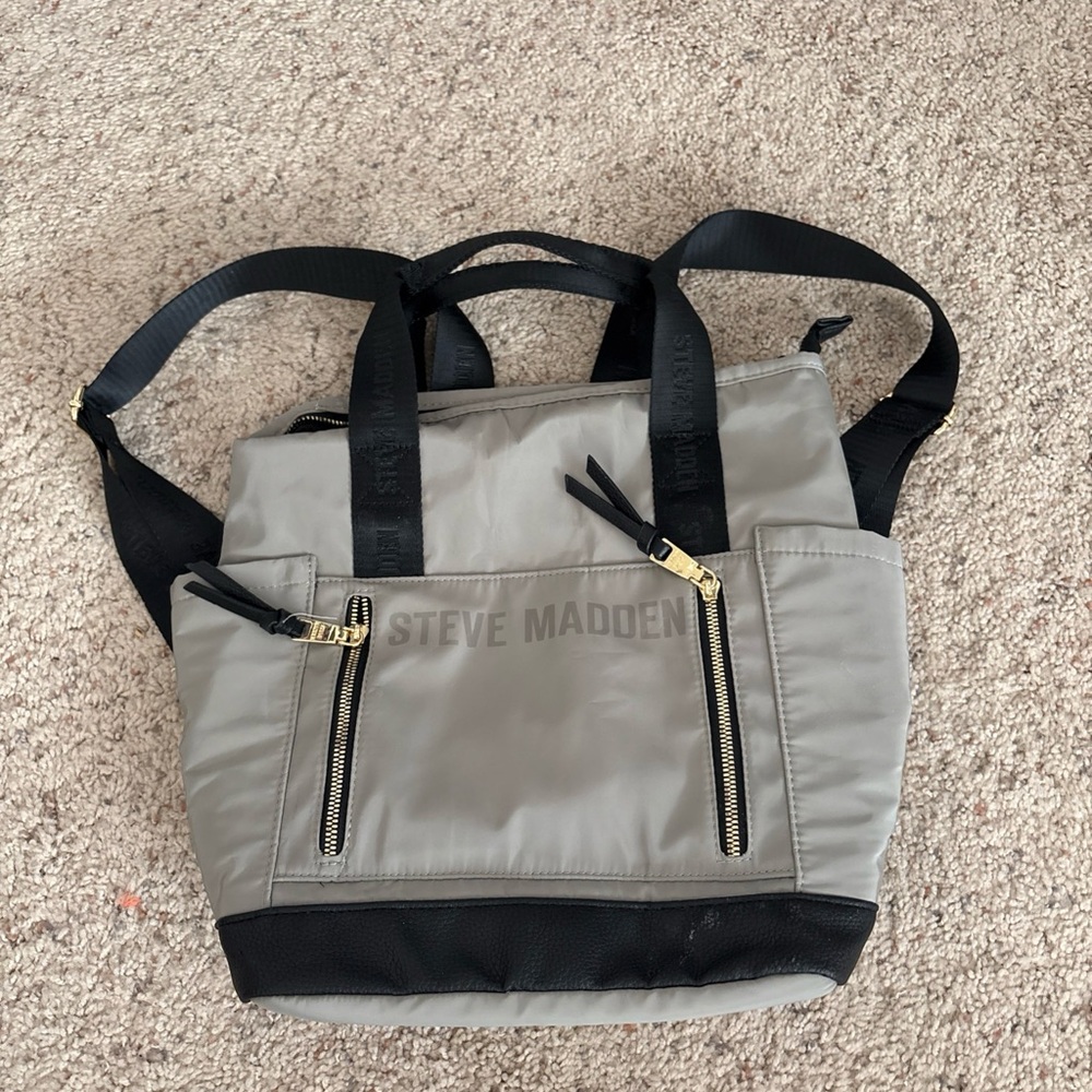 Steve Madden Two-Tone Backpack with Gold Accents